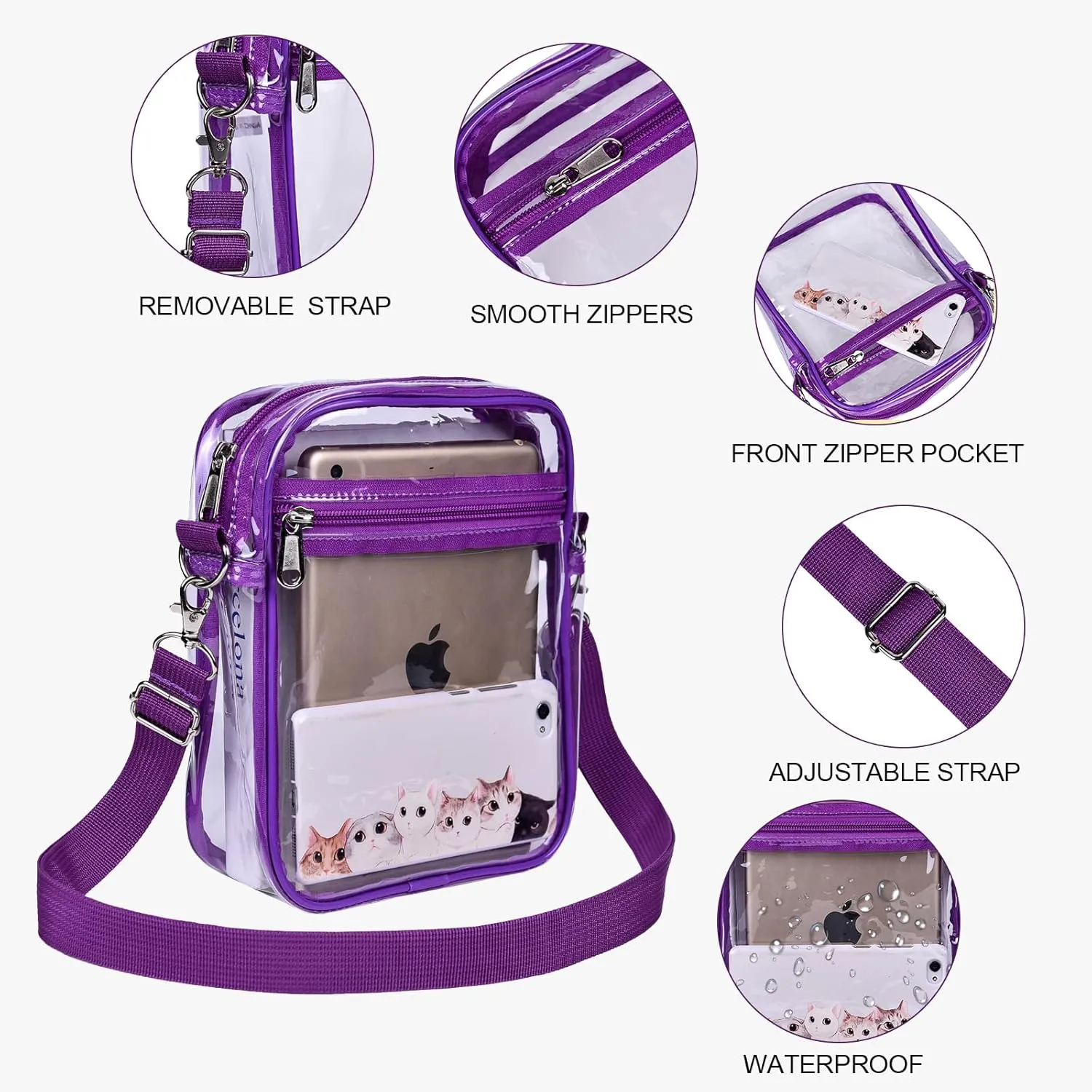 USPECLARE Clear Purse Stadium Approved CrossBody Bag for Men and Women