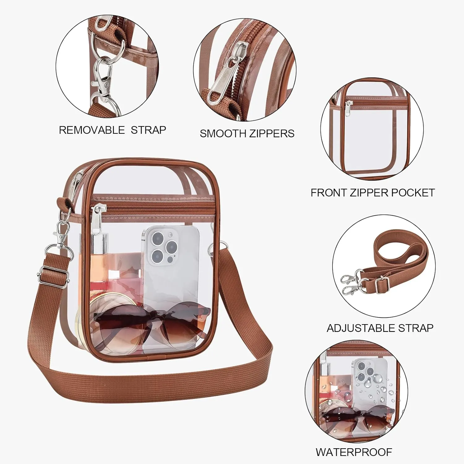USPECLARE Clear Purse Stadium Approved CrossBody Bag for Men and Women
