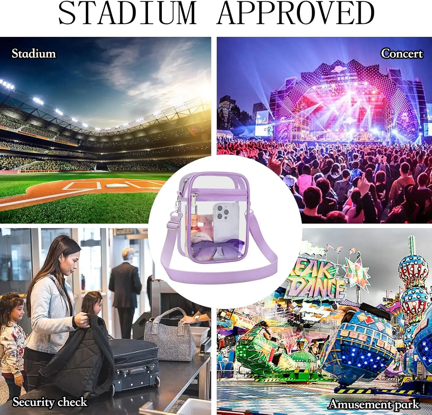 USPECLARE Clear Purse Stadium Approved CrossBody Bag for Men and Women