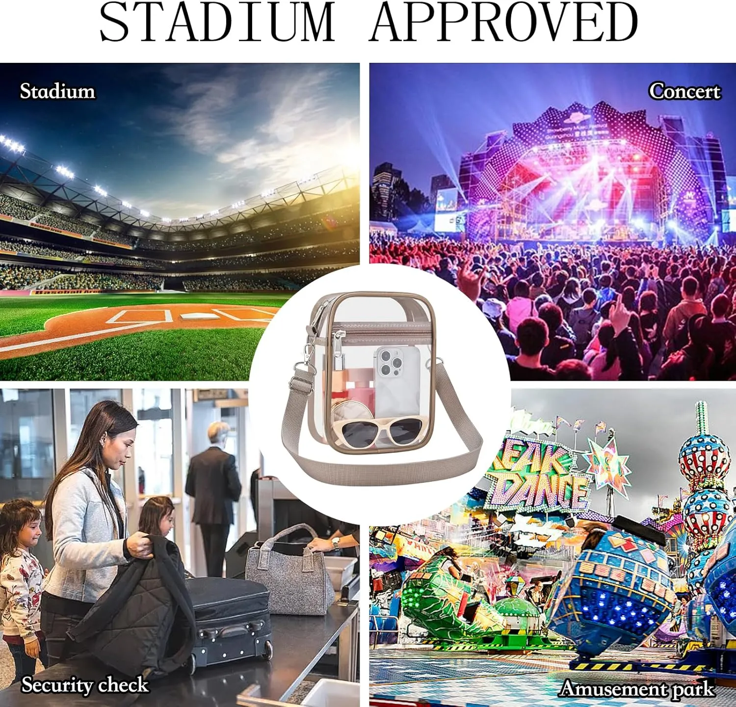 USPECLARE Clear Purse Stadium Approved CrossBody Bag for Men and Women