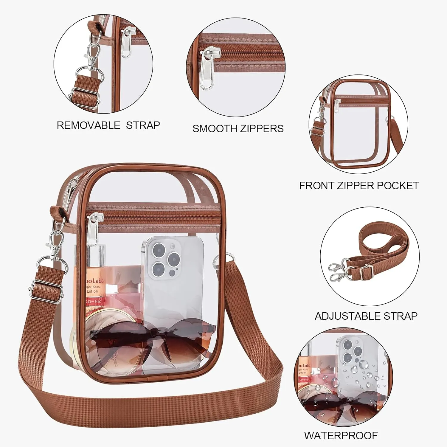 USPECLARE Clear Purse Stadium Approved CrossBody Bag for Men and Women