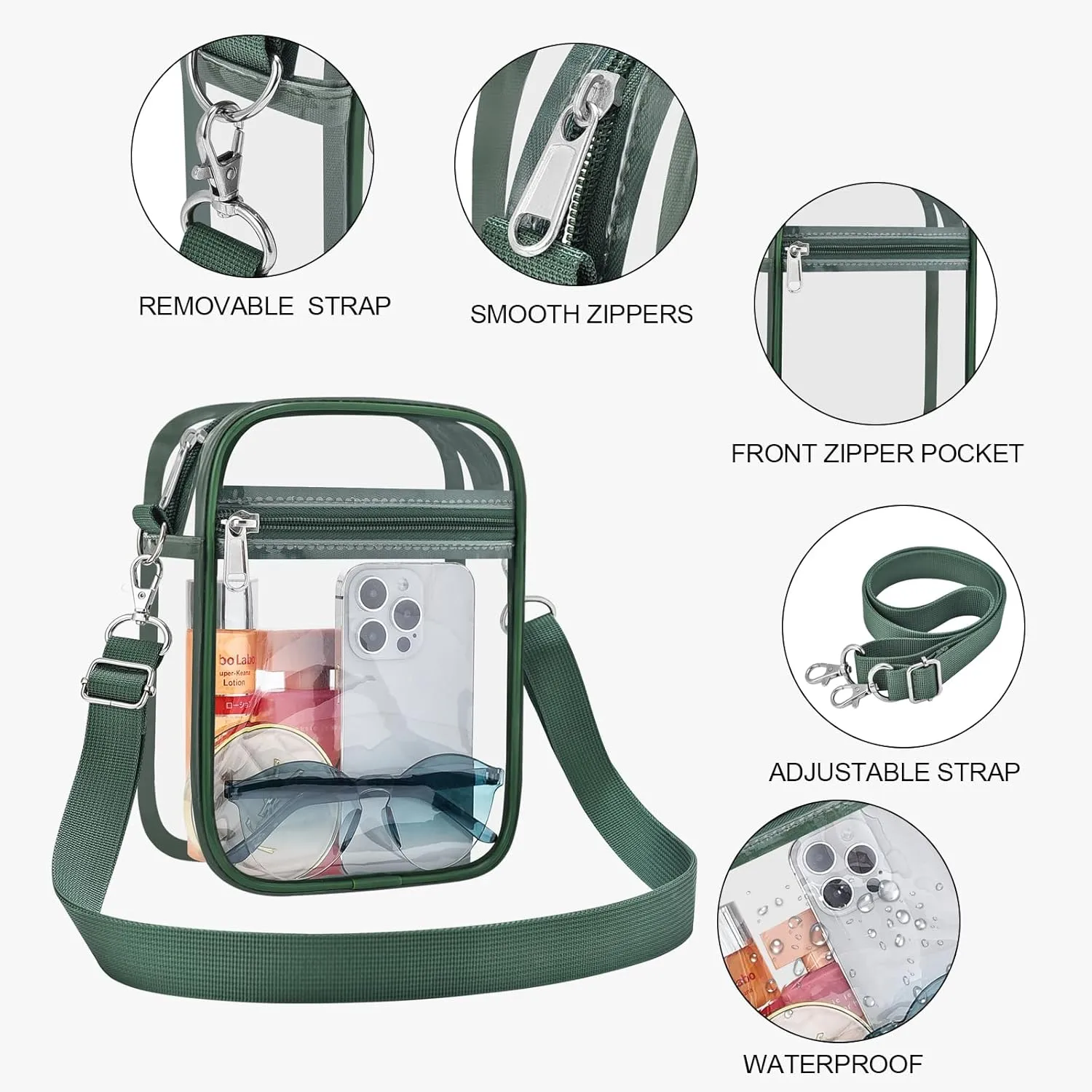 USPECLARE Clear Purse Stadium Approved CrossBody Bag for Men and Women