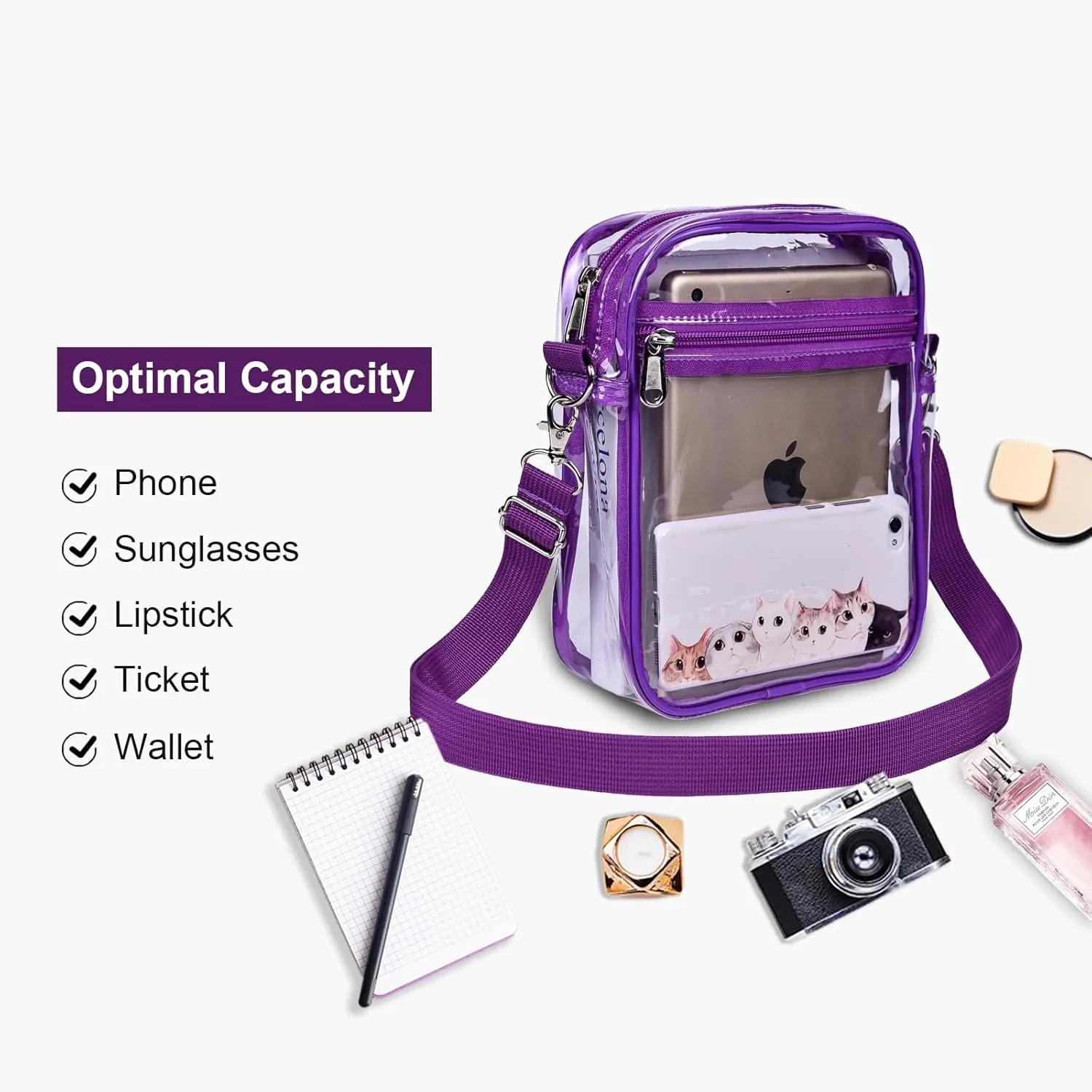 USPECLARE Clear Purse Stadium Approved CrossBody Bag for Men and Women