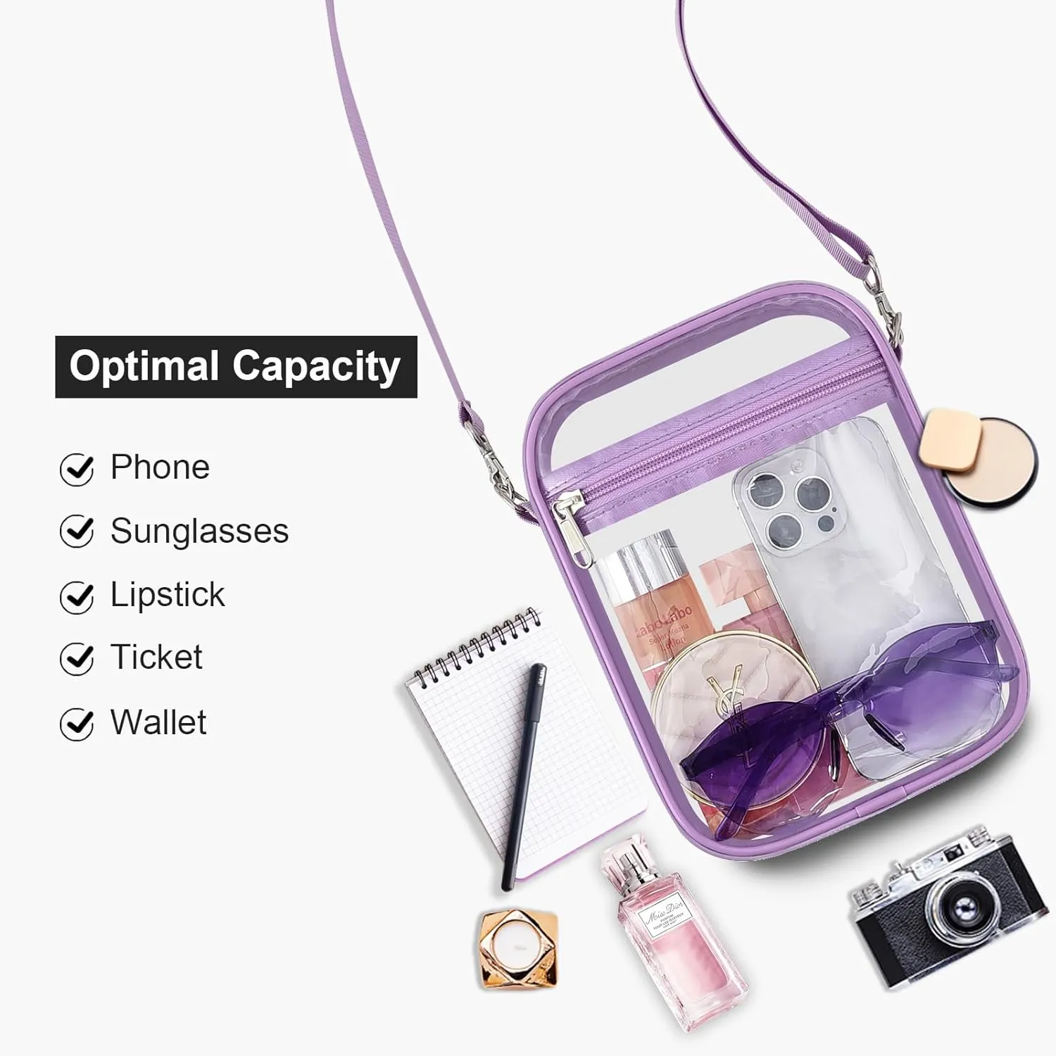 USPECLARE Clear Purse Stadium Approved CrossBody Bag for Men and Women