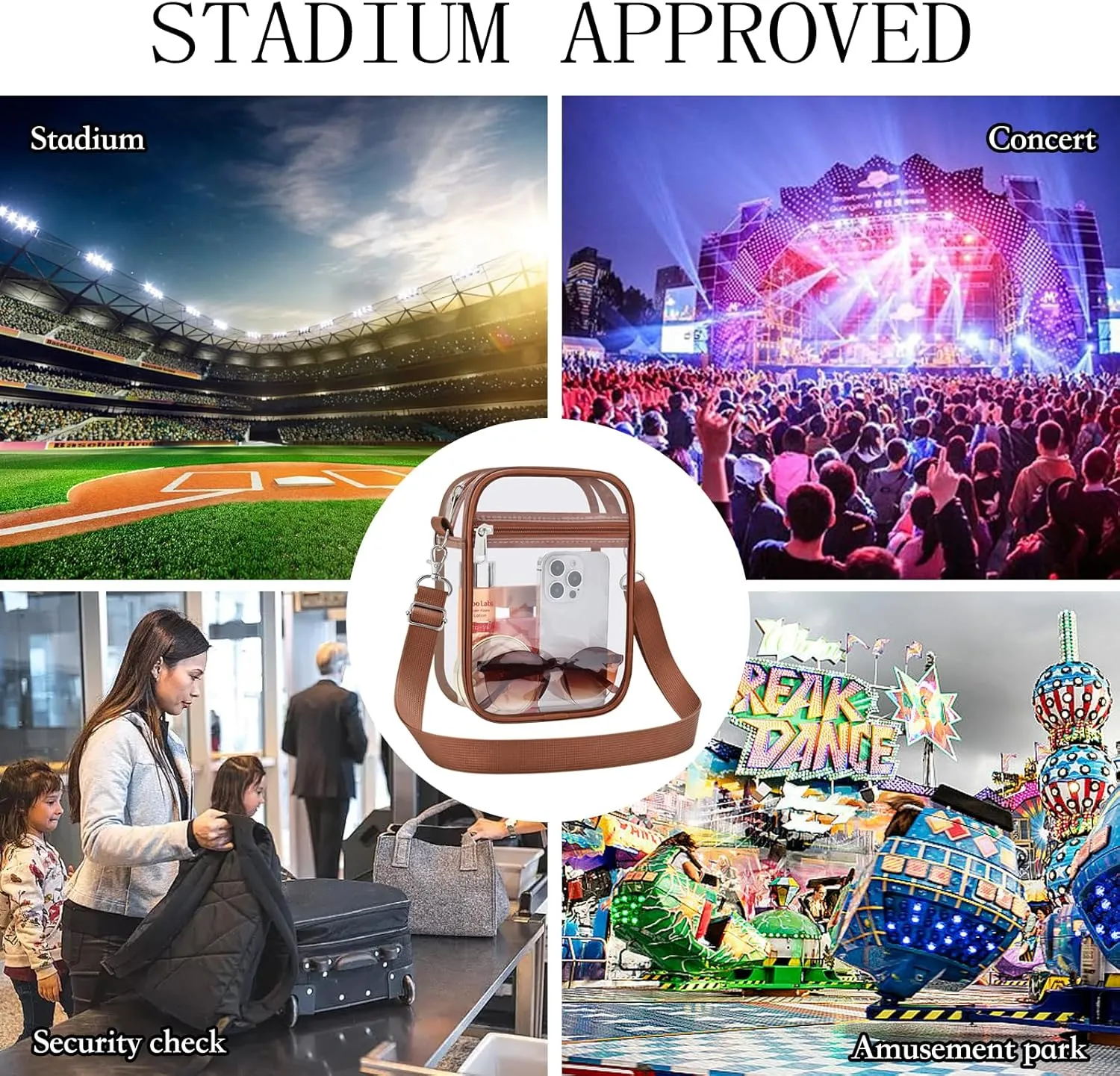 USPECLARE Clear Purse Stadium Approved CrossBody Bag for Men and Women