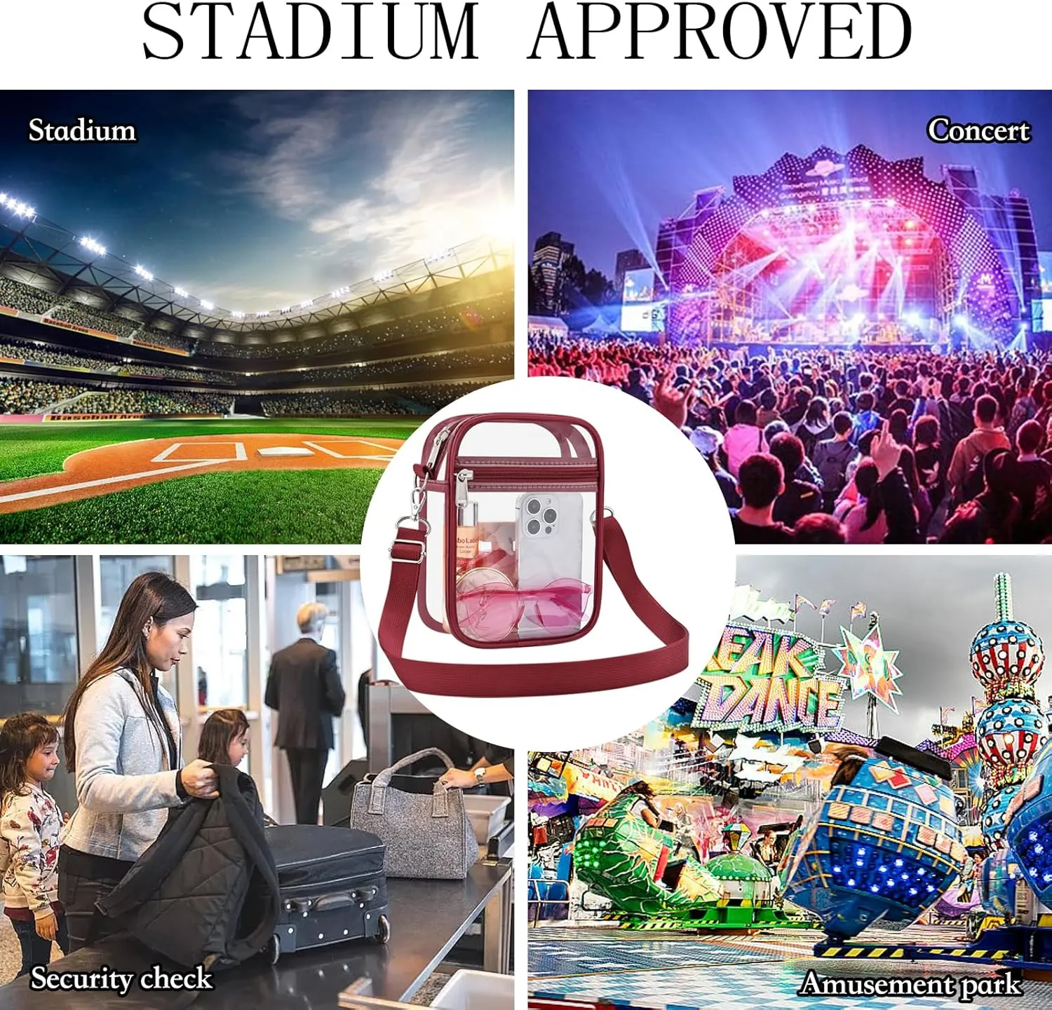 USPECLARE Clear Purse Stadium Approved CrossBody Bag for Men and Women