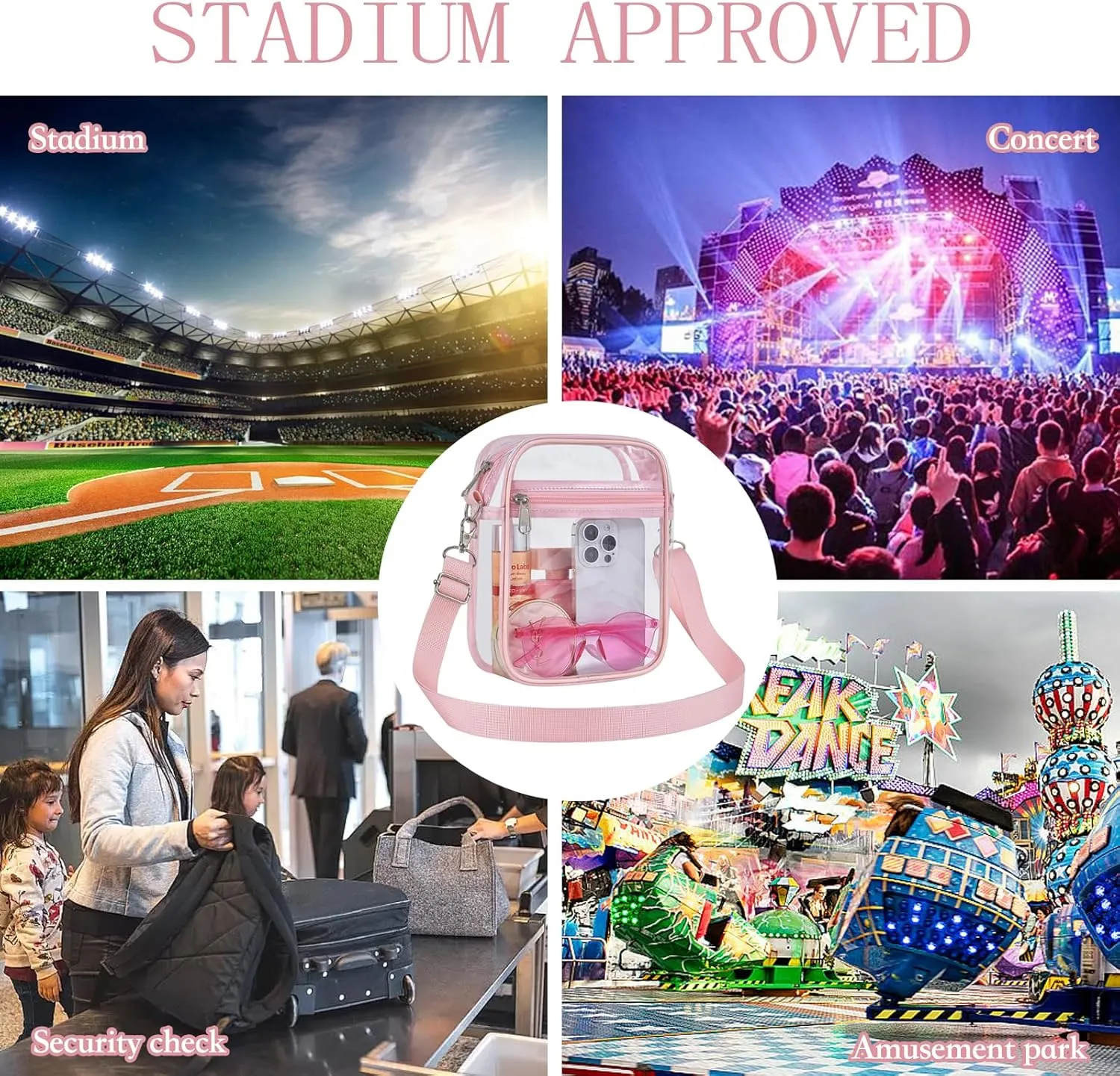 USPECLARE Clear Purse Stadium Approved CrossBody Bag for Men and Women