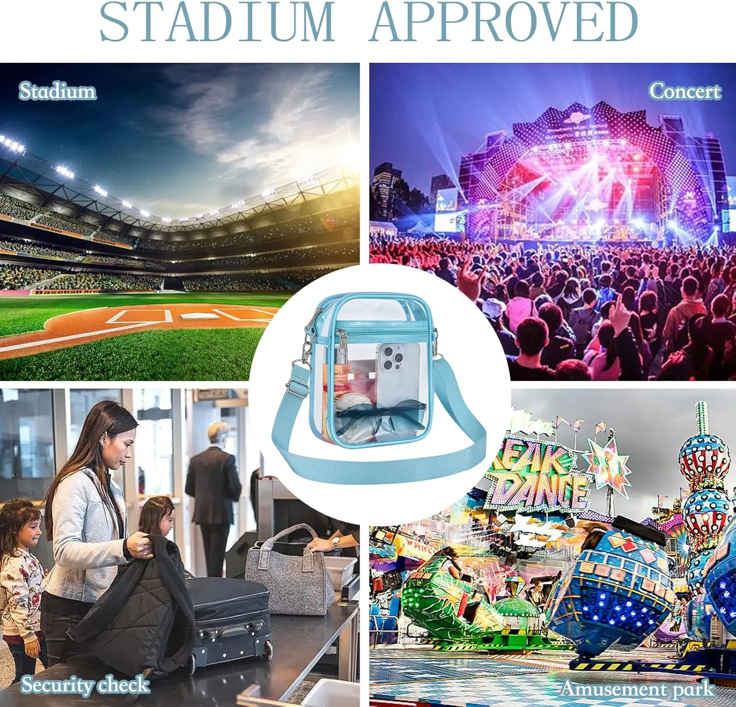 USPECLARE Clear Purse Stadium Approved CrossBody Bag for Men and Women