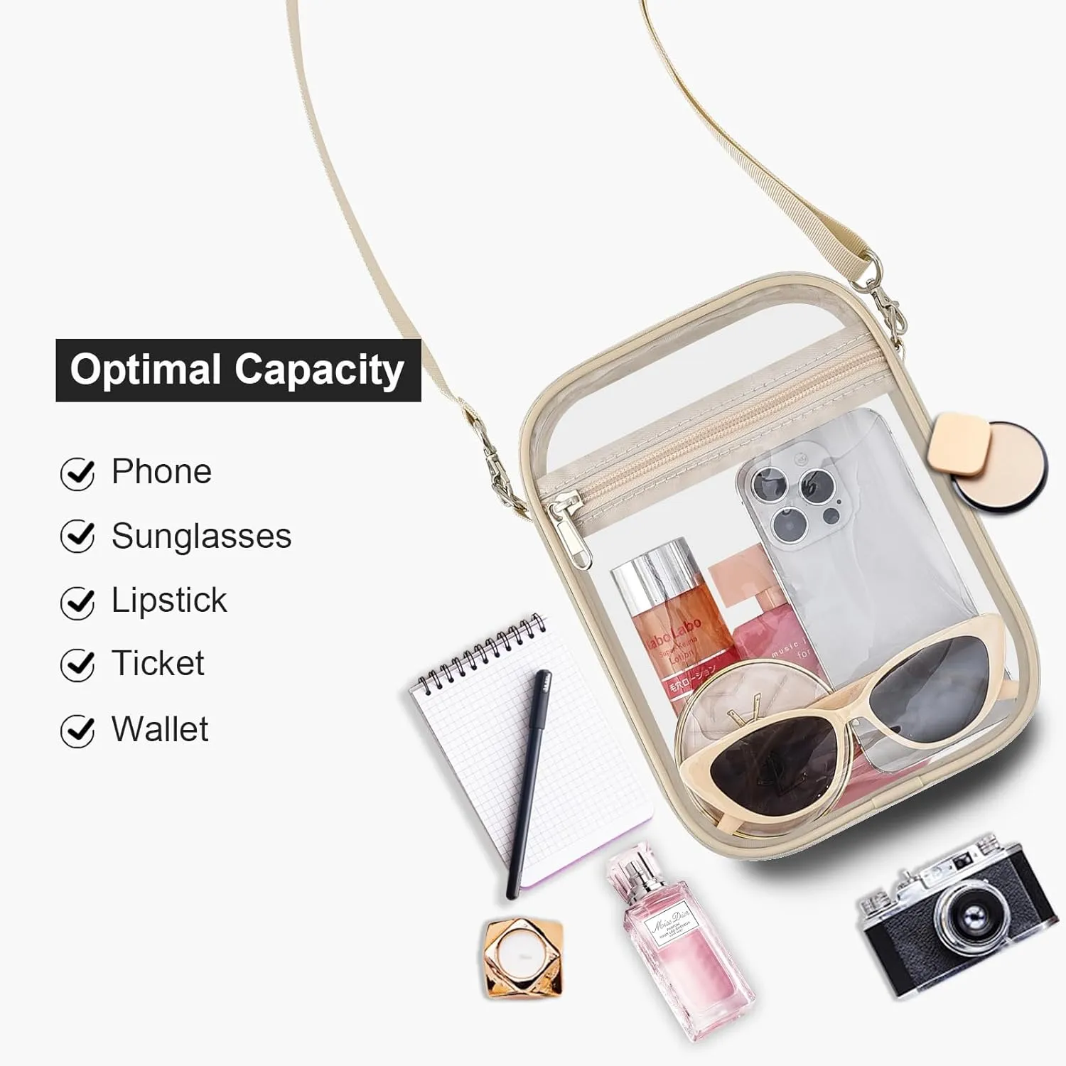 USPECLARE Clear Purse Stadium Approved CrossBody Bag for Men and Women
