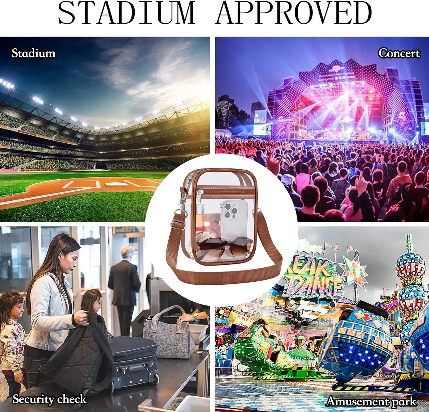USPECLARE Clear Purse Stadium Approved CrossBody Bag for Men and Women
