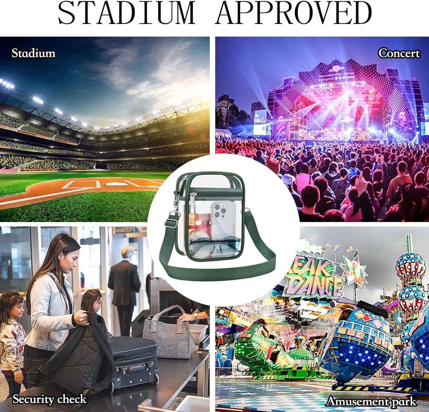 USPECLARE Clear Purse Stadium Approved CrossBody Bag for Men and Women