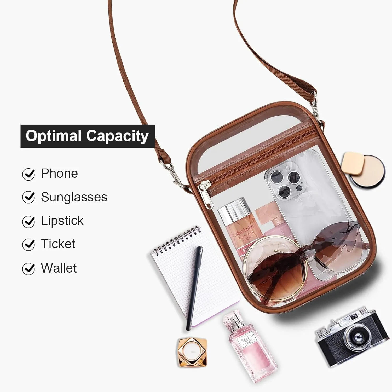 USPECLARE Clear Purse Stadium Approved CrossBody Bag for Men and Women