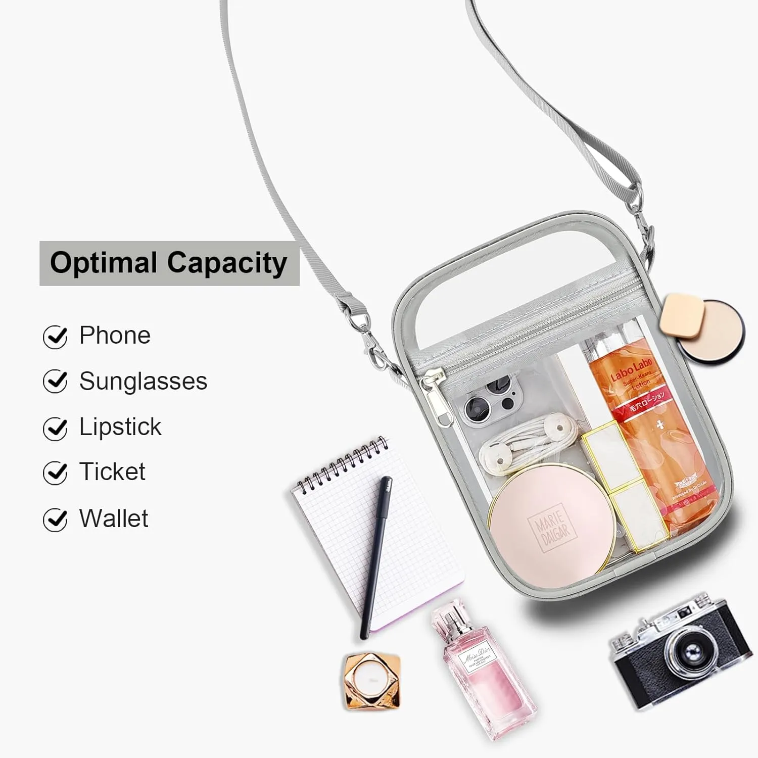 USPECLARE Clear Purse Stadium Approved CrossBody Bag for Men and Women
