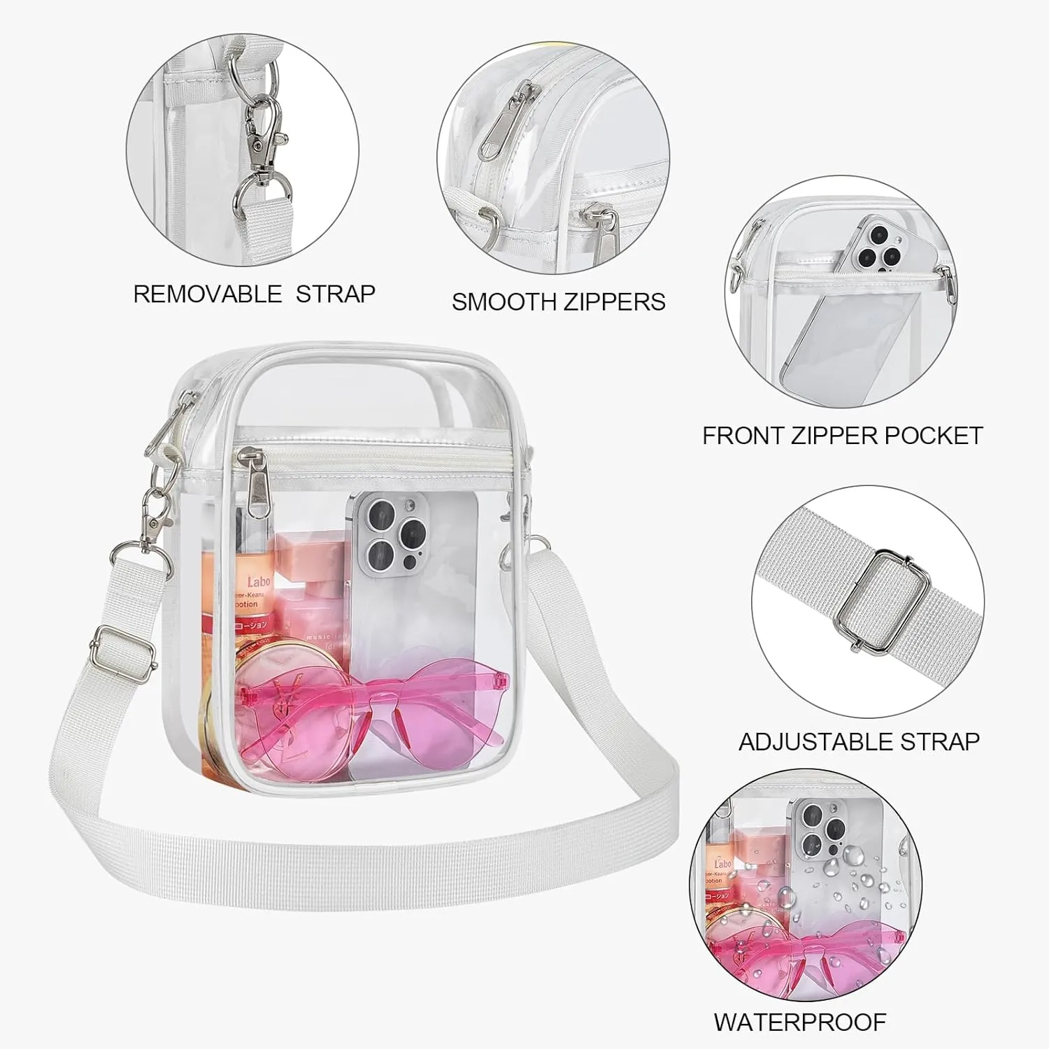 USPECLARE Clear Purse Stadium Approved CrossBody Bag for Men and Women