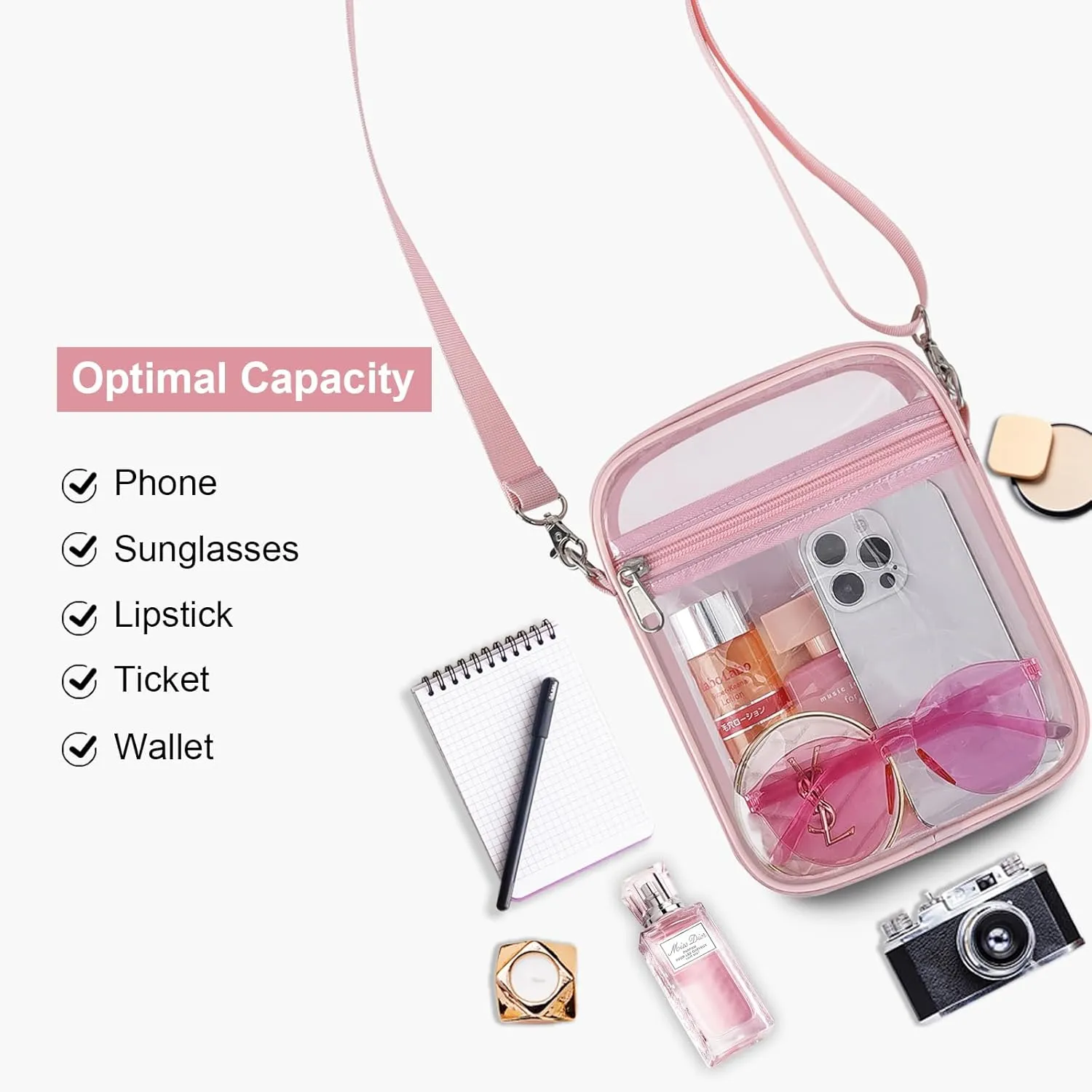 USPECLARE Clear Purse Stadium Approved CrossBody Bag for Men and Women