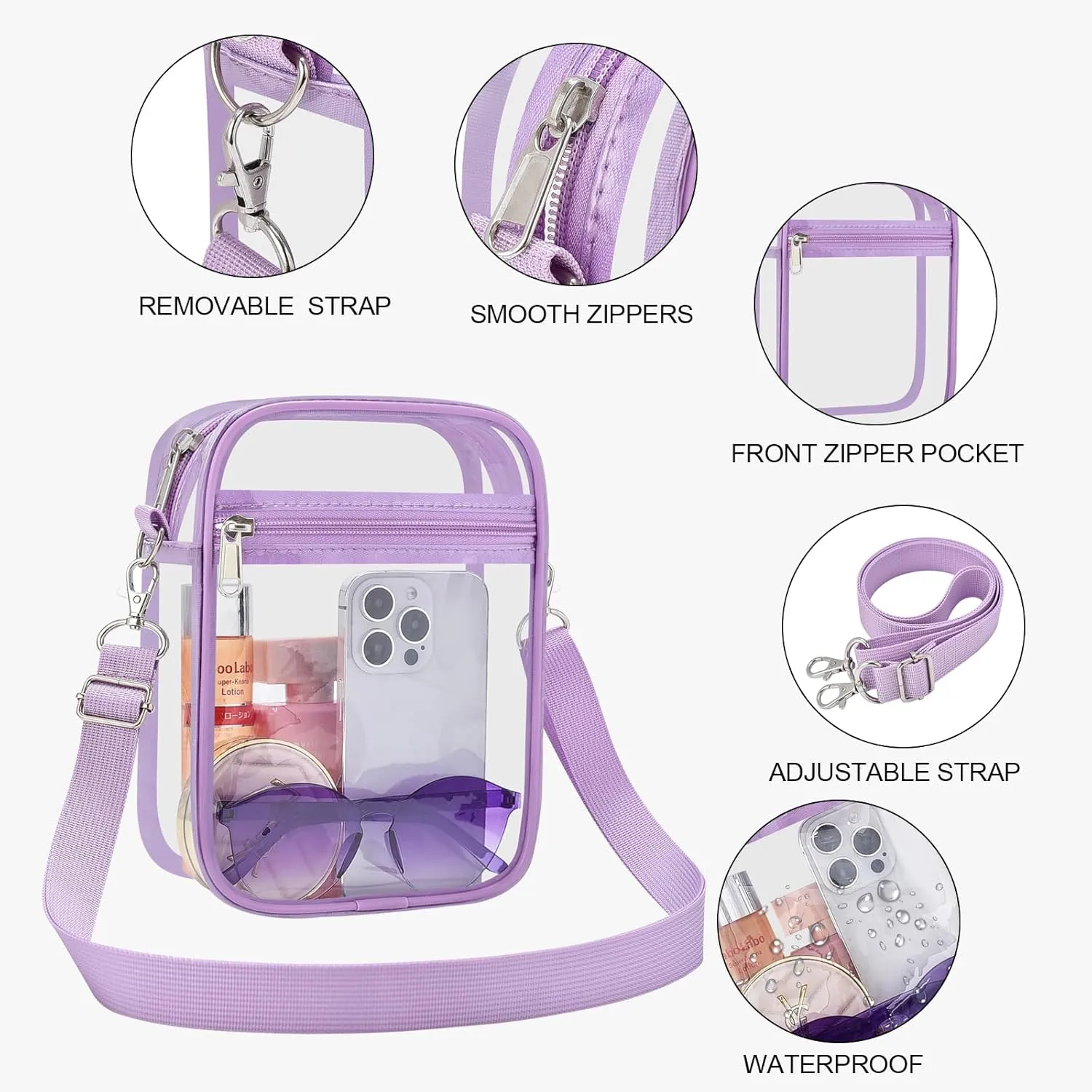 USPECLARE Clear Purse Stadium Approved CrossBody Bag for Men and Women