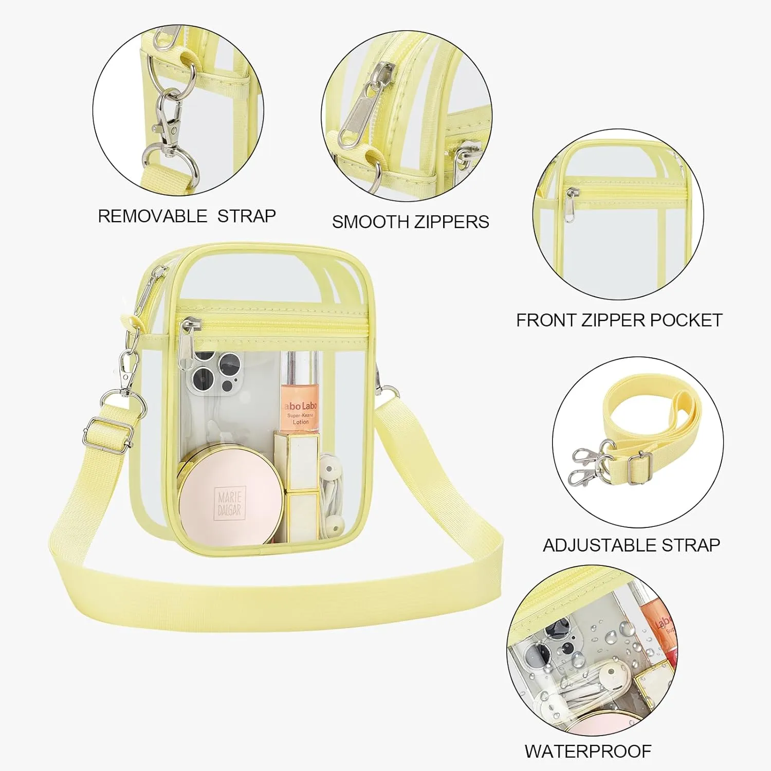 USPECLARE Clear Purse Stadium Approved CrossBody Bag for Men and Women