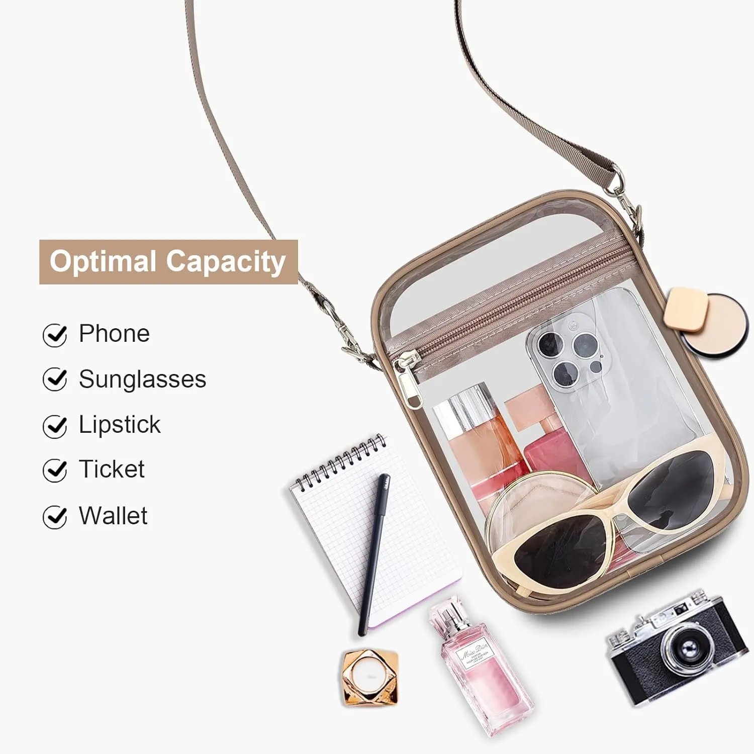 USPECLARE Clear Purse Stadium Approved CrossBody Bag for Men and Women