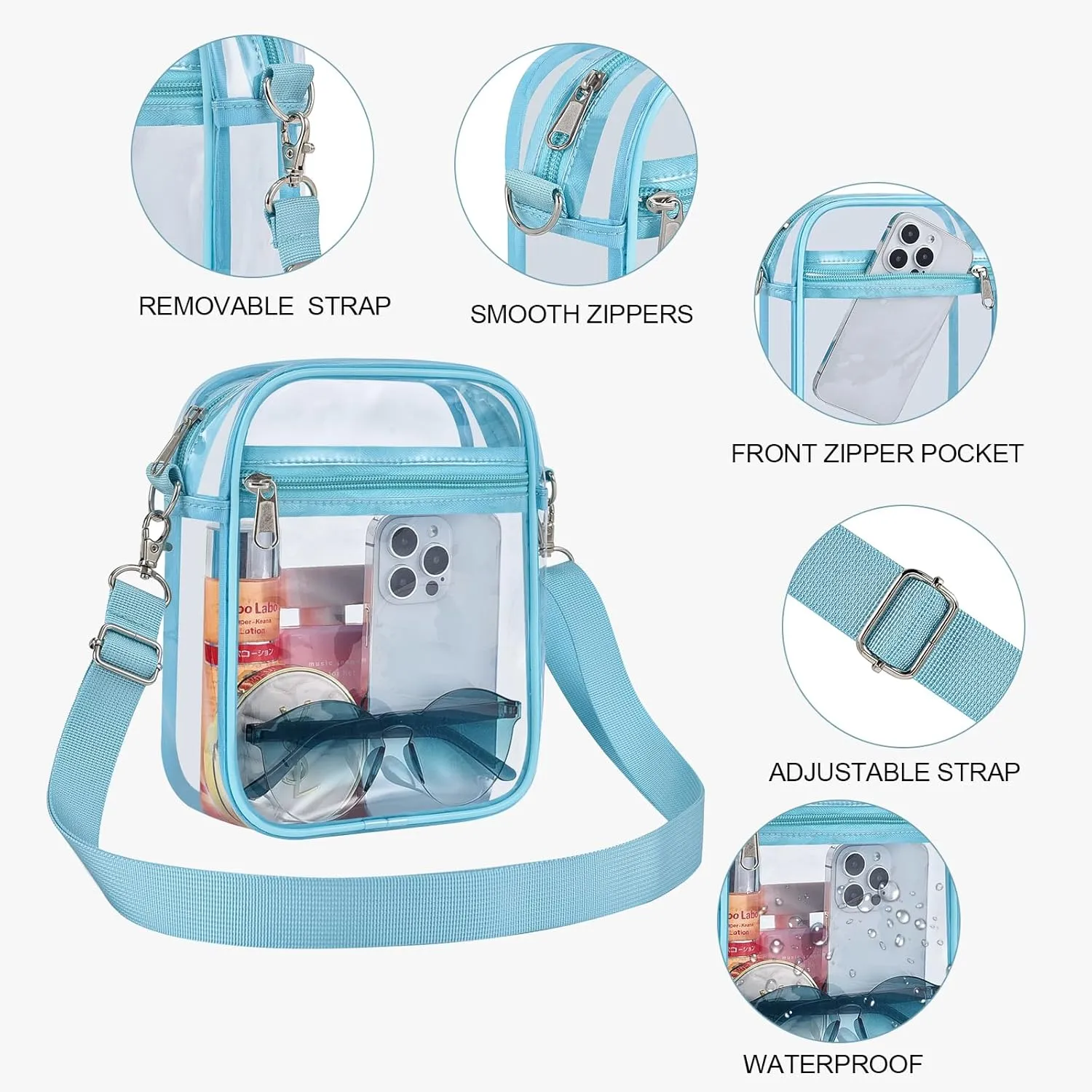 USPECLARE Clear Purse Stadium Approved CrossBody Bag for Men and Women