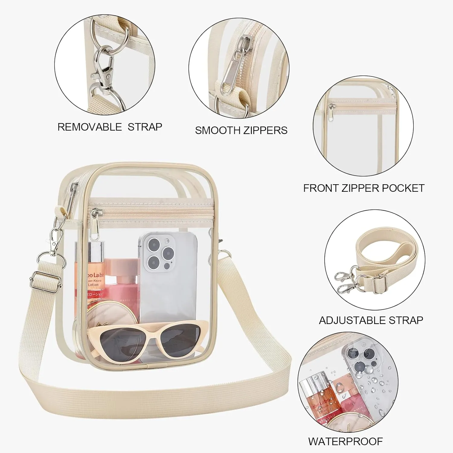 USPECLARE Clear Purse Stadium Approved CrossBody Bag for Men and Women