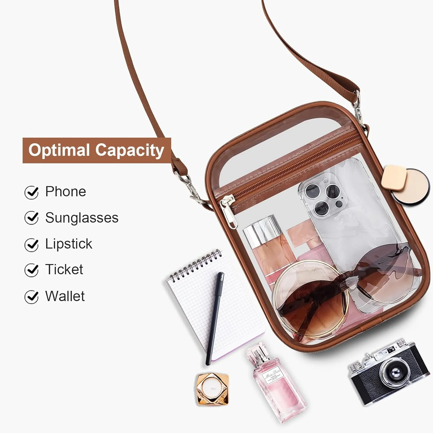USPECLARE Clear Purse Stadium Approved CrossBody Bag for Men and Women