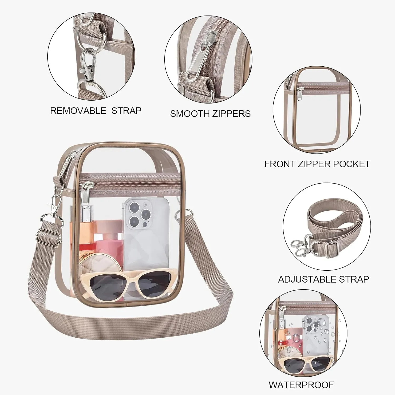 USPECLARE Clear Purse Stadium Approved CrossBody Bag for Men and Women