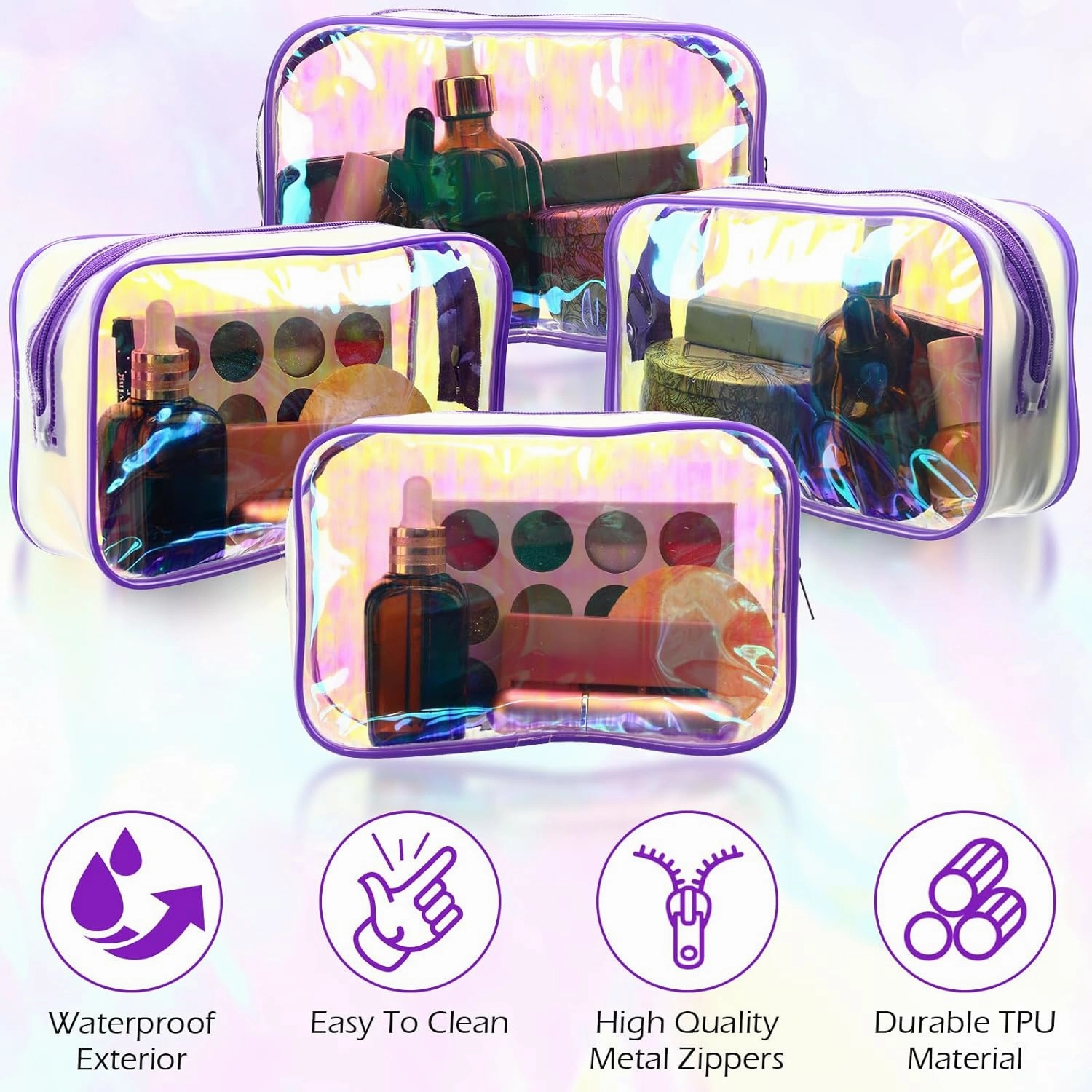 Weewooday 12 Pieces Clear Makeup Bags Cosmetic Storage Bags PVC Zipper Pouches Travel Waterproof Makeup Plastic Case for Women Organizing Toiletries Traveling Bathroom