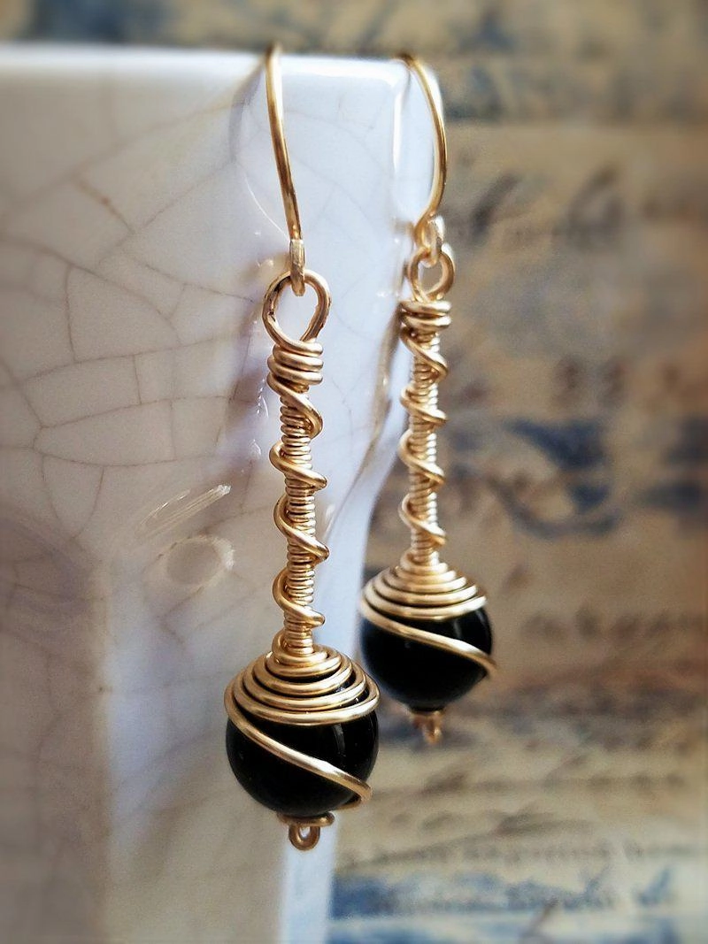 Wire Wrapped Gemstone Earrings
