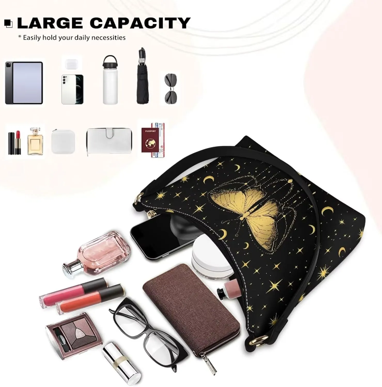 Women’s Underarm Bag Soft PU Leather Shoulder Bag Internal Zipper Pocket Handbag Ladies Small Purse Daily Travel