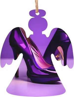 Wooden Christmas Ornaments with Ropes,Christmas Tree Ornaments Decorations for Christmas Holiday,Elegant Purple High Heels with Lipstick Print