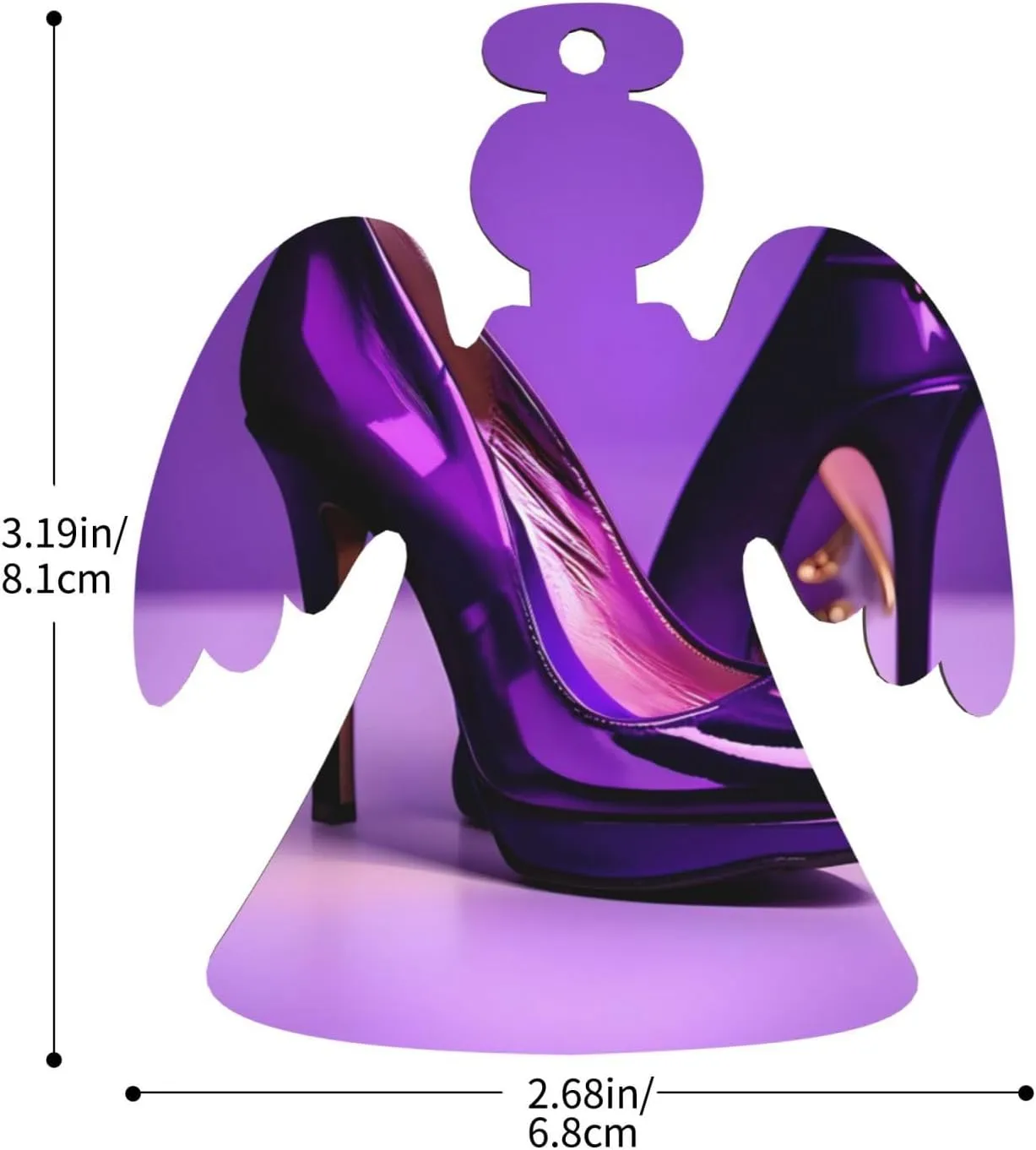 Wooden Christmas Ornaments with Ropes,Christmas Tree Ornaments Decorations for Christmas Holiday,Elegant Purple High Heels with Lipstick Print