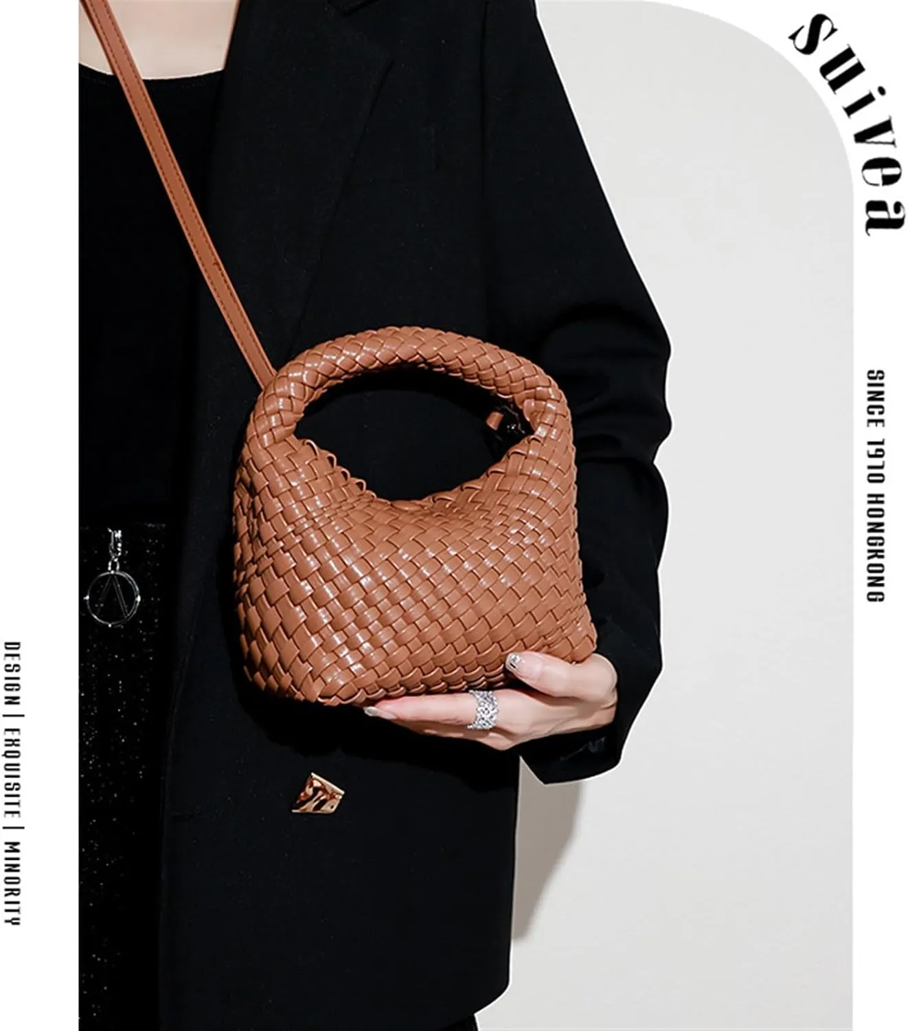 Woven Women's Bag Handbag Vegetable Basket Women's Bag Small Retro Casual One-Shoulder Messenger Lunch Box Bag Handbag (Color : 08)