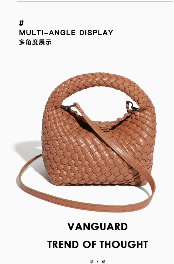 Woven Women's Bag Handbag Vegetable Basket Women's Bag Small Retro Casual One-Shoulder Messenger Lunch Box Bag Handbag (Color : 08)